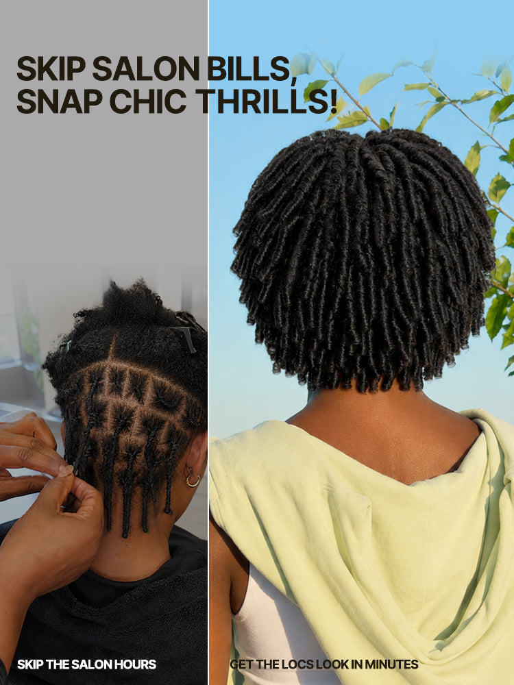 Frodio Veralux™ Fiber Short Twist Dreadlocks Wig with Curly Bangs Glueless Beginner Friendly-03
