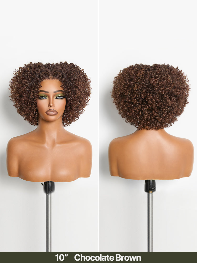 Frodio Veralux™ Blend Human Hair Short Jerry Curly Wig Glueless Pre-Cut Lace Wear and Go-09