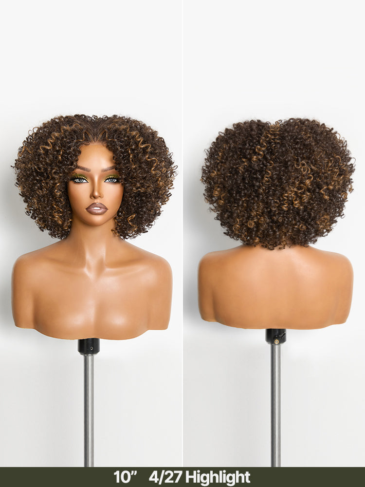 Frodio Veralux™ Blend Human Hair Short Jerry Curly Wig Glueless Pre-Cut Lace Wear and Go-08