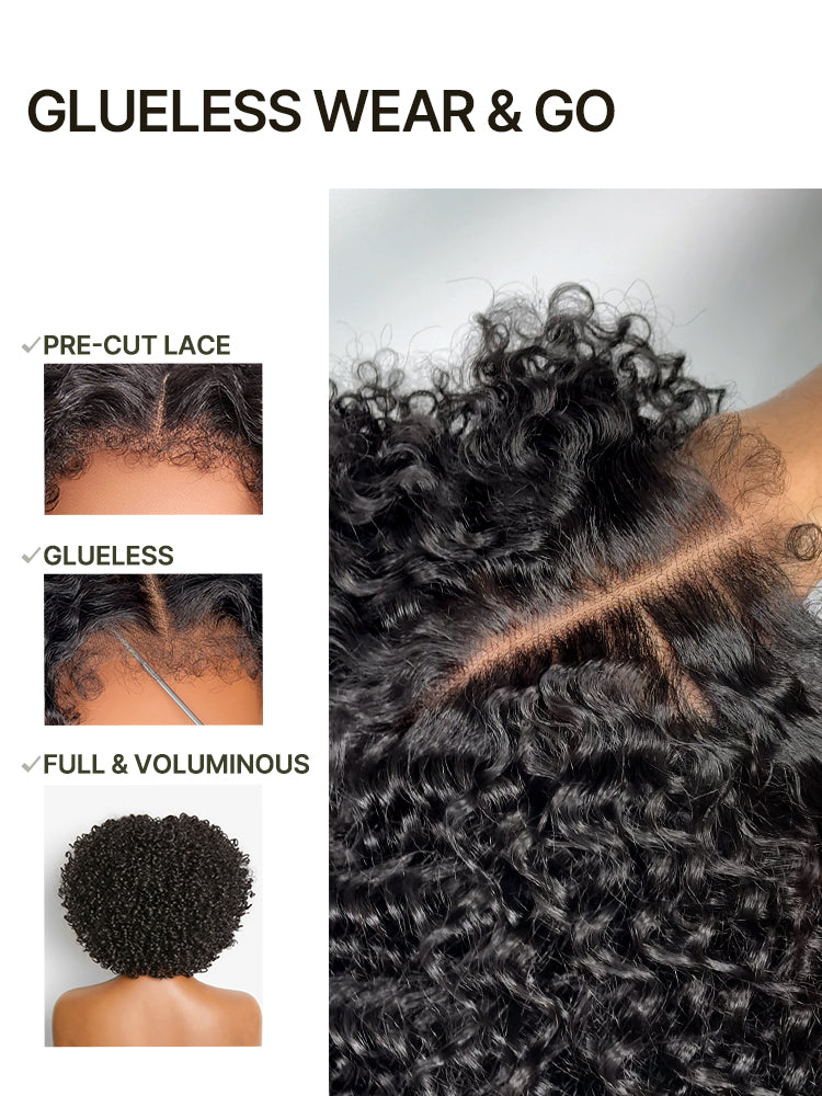 Frodio Veralux™ Blend Human Hair Short Jerry Curly Wig Glueless Pre-Cut Lace Wear and Go-02