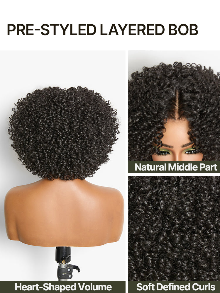 Frodio Veralux™ Blend Human Hair Short Jerry Curly Wig Glueless Pre-Cut Lace Wear and Go-05