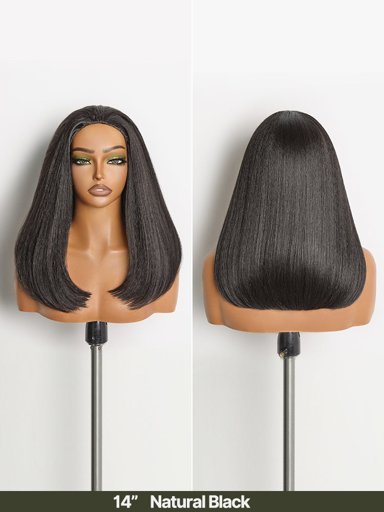 [Free Wigs Giveaway] Frodio Veralux™ Blend Human Hair Yaki Straight Bob Wig 3-in-1 Half Wig Glueless Wear and Go-10