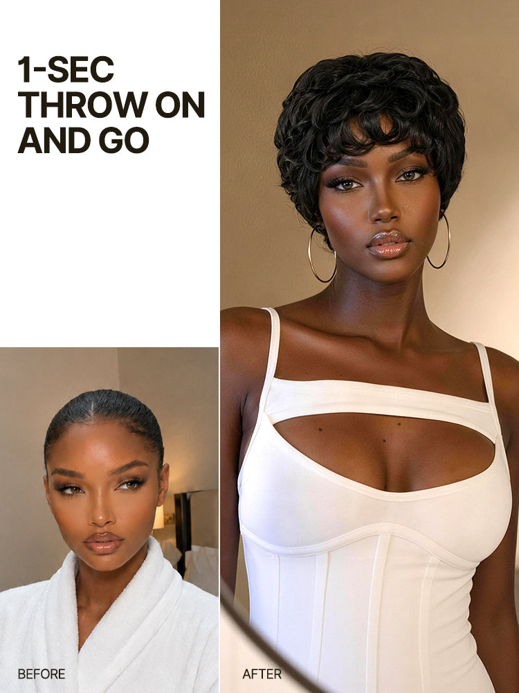 [Free Wigs Giveaway] Frodio Veralux™ Blend Human Hair Short Curly Pixie Wig with Bangs Natural Black Glueless-02