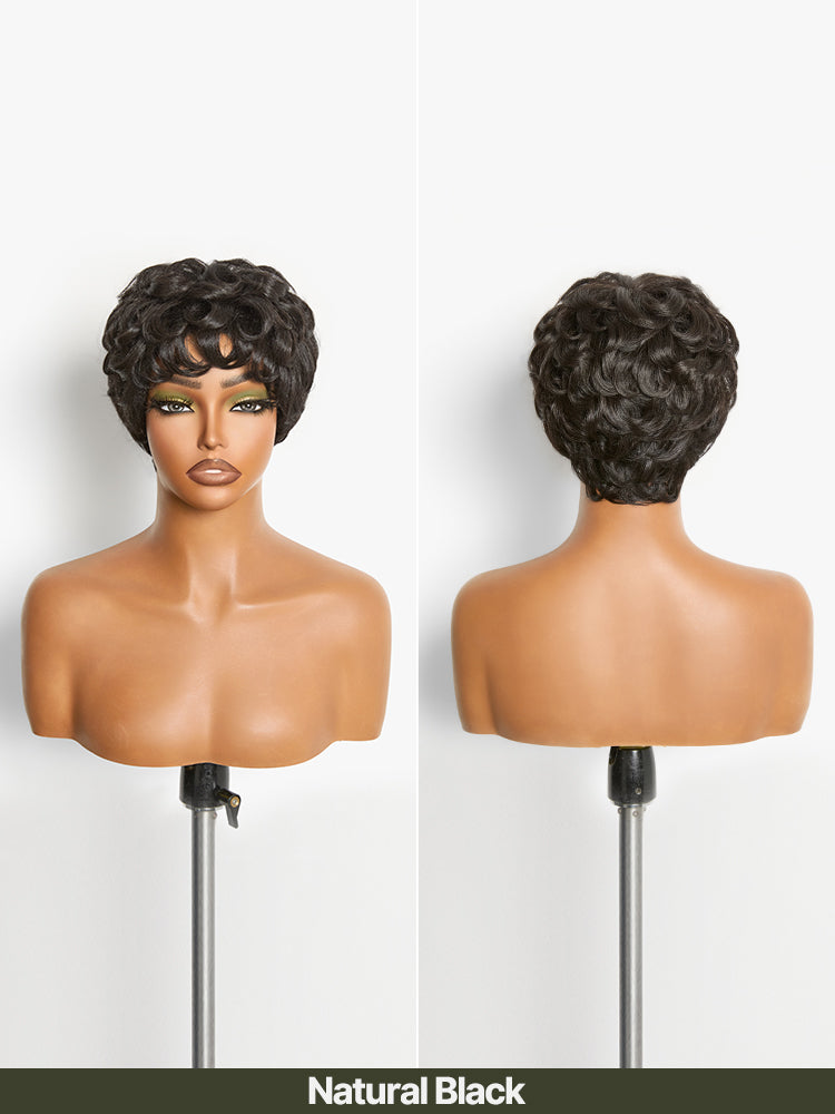 [Free Wigs Giveaway] Frodio Veralux™ Blend Human Hair Short Curly Pixie Wig with Bangs Natural Black Glueless-07