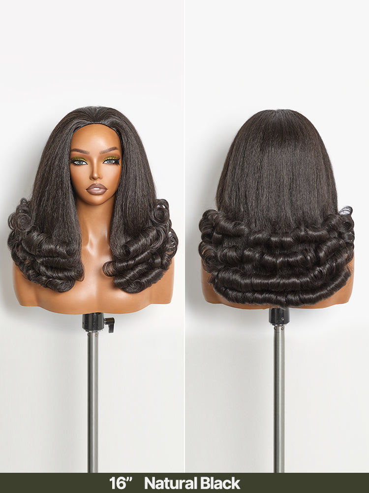 [Free Wigs Giveaway] Frodio Veralux™ Blend Human Hair 3-in-1 Half Wig Flip Out Bouncy Curls Layered Natural Black-10