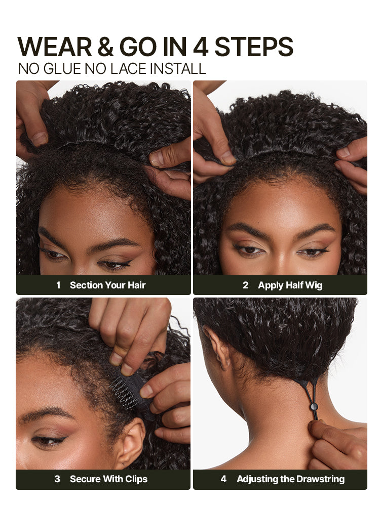 [Free Wigs Giveaway] Frodio Veralux™ Blend Human Hair 3-in-1 Half Wig Flip Out Bouncy Curls Layered Natural Black-06