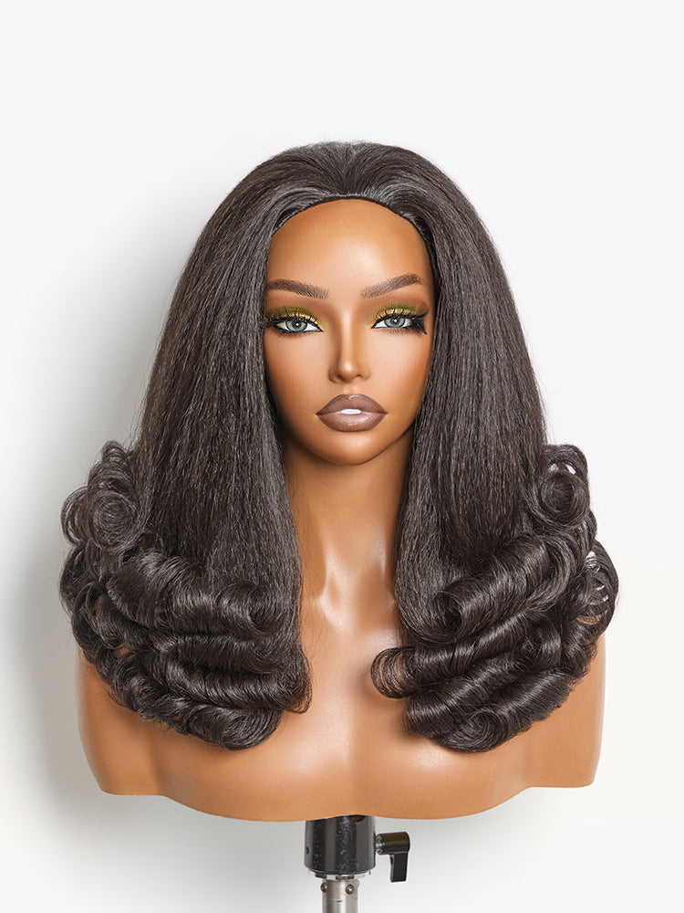 [Free Wigs Giveaway] Frodio Veralux™ Blend Human Hair 3-in-1 Half Wig Flip Out Bouncy Curls Layered Natural Black-01