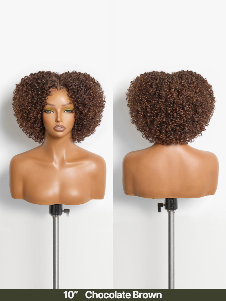 Frodio Veralux™ Blend Human Hair Short Jerry Curly Wig Glueless Pre-Cut Lace Wear and Go-45