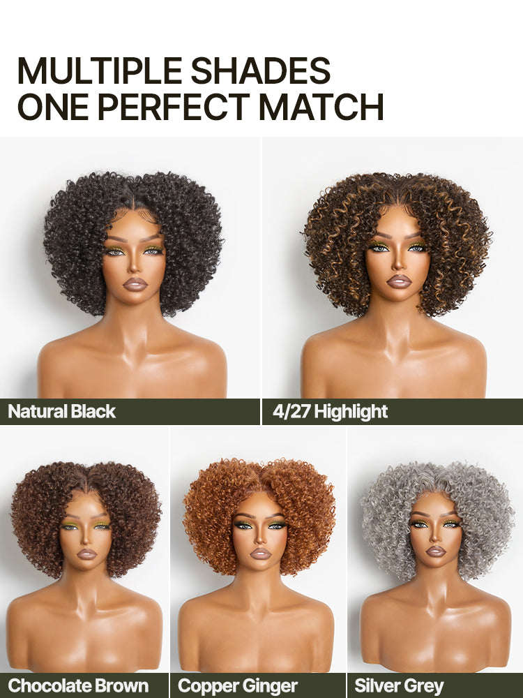 Frodio Veralux™ Blend Human Hair Short Jerry Curly Wig Glueless Pre-Cut Lace Wear and Go-40