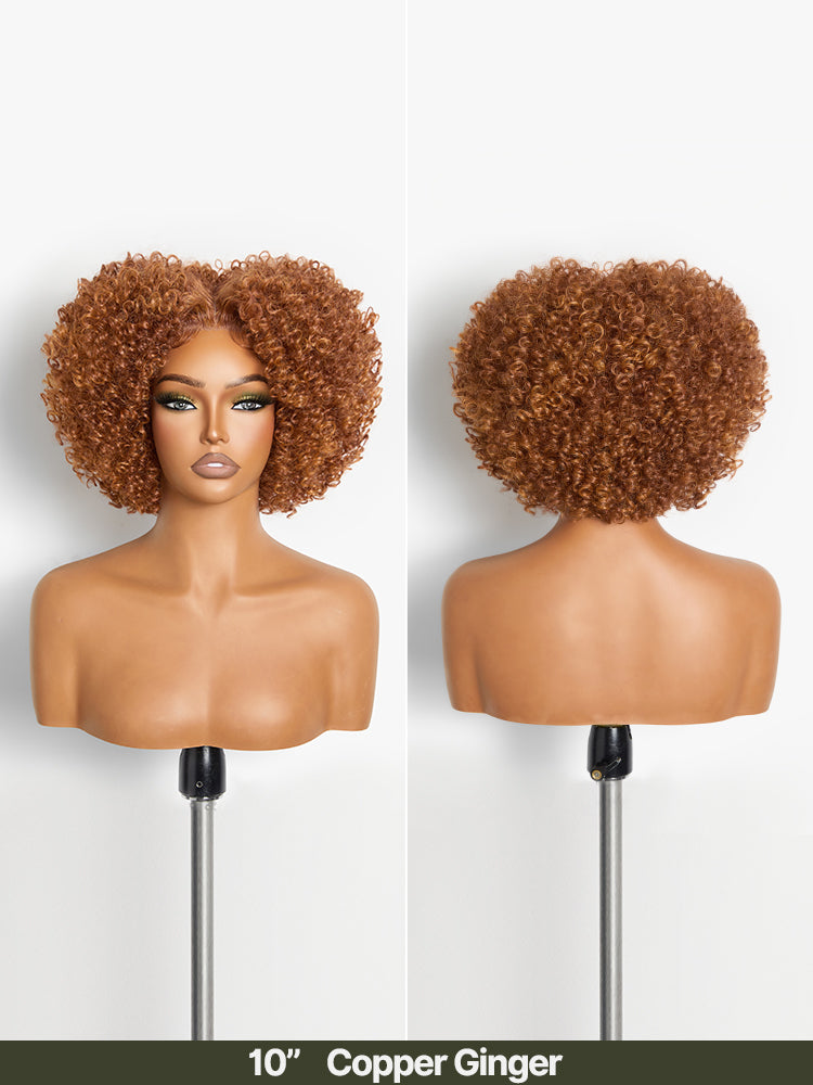 Frodio Veralux™ Blend Human Hair Short Jerry Curly Wig Glueless Pre-Cut Lace Wear and Go-46