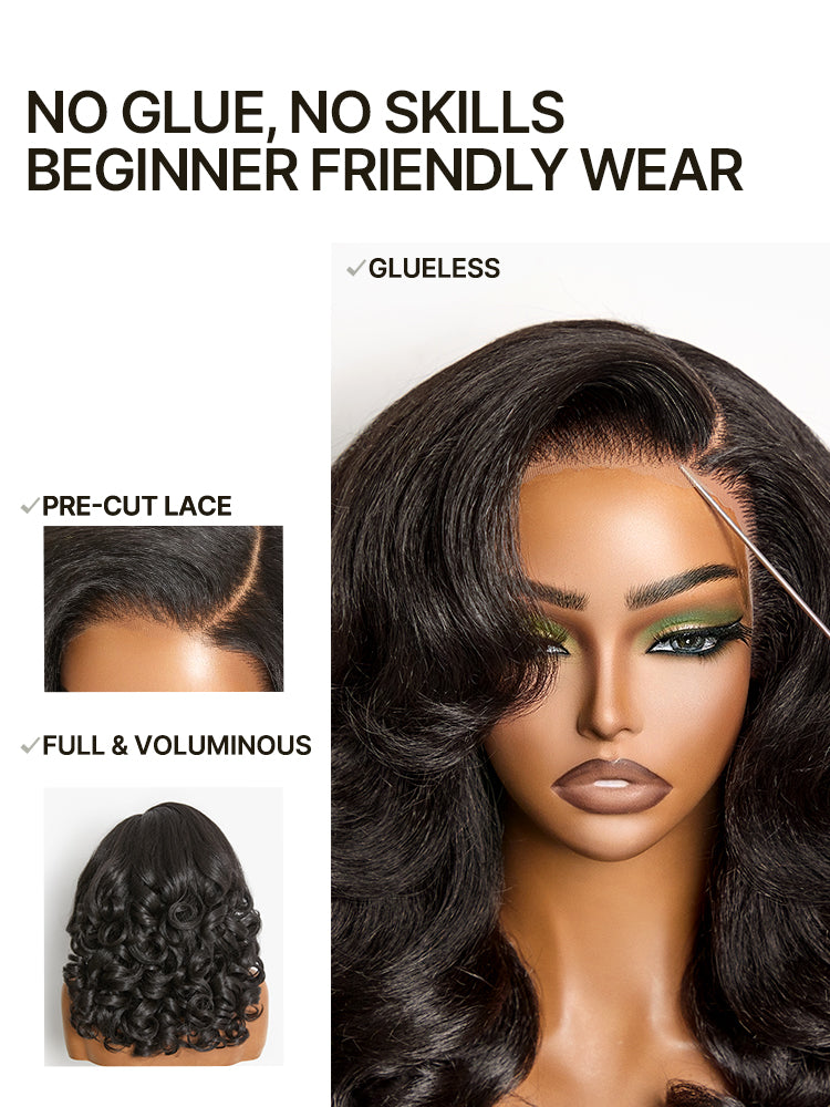 Frodio Veralux™ Blend Human Hair Body Wave Wig Yaki Loose Minimal Lace Glueless Wear and Go Beginner Friendly-12