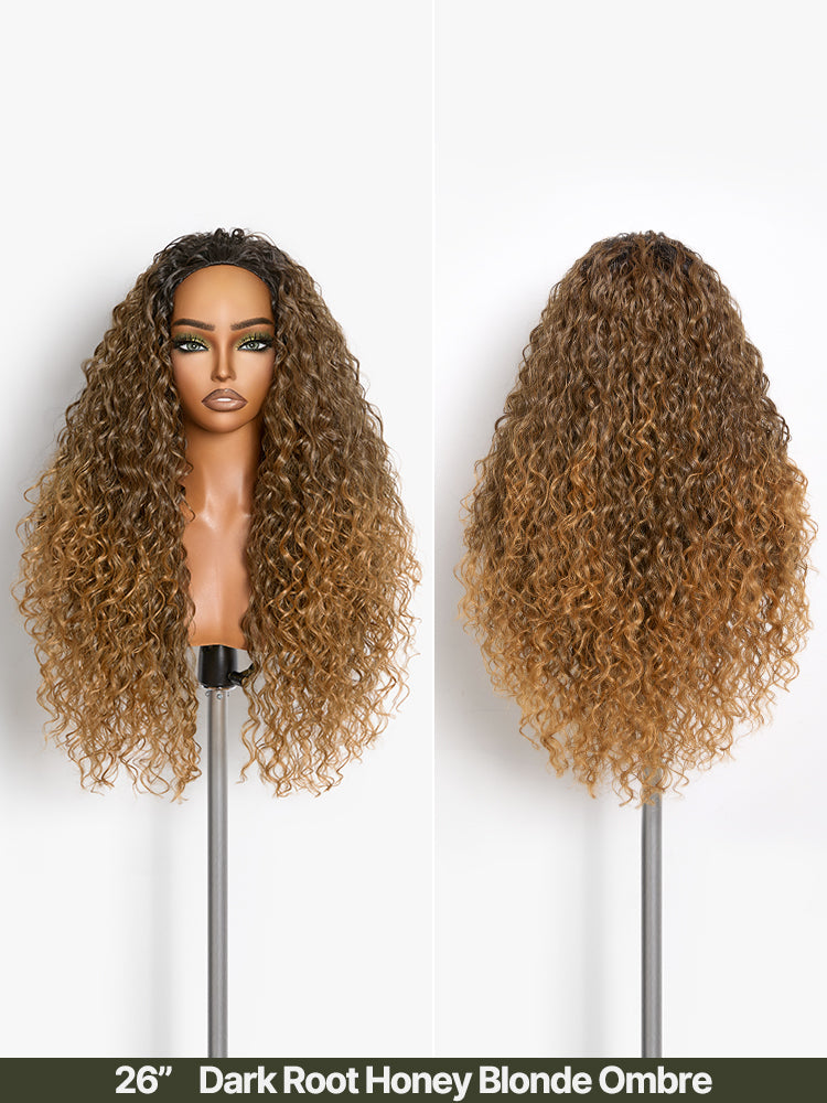 Frodio Veralux™ Blend Human Hair Shaggy Waves 3-in-1 Half Wig Ready to Wear-12