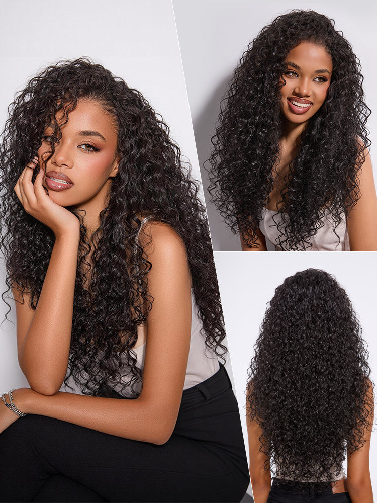 Frodio Veralux™ Blend Human Hair Shaggy Waves 3-in-1 Half Wig Ready to Wear-22