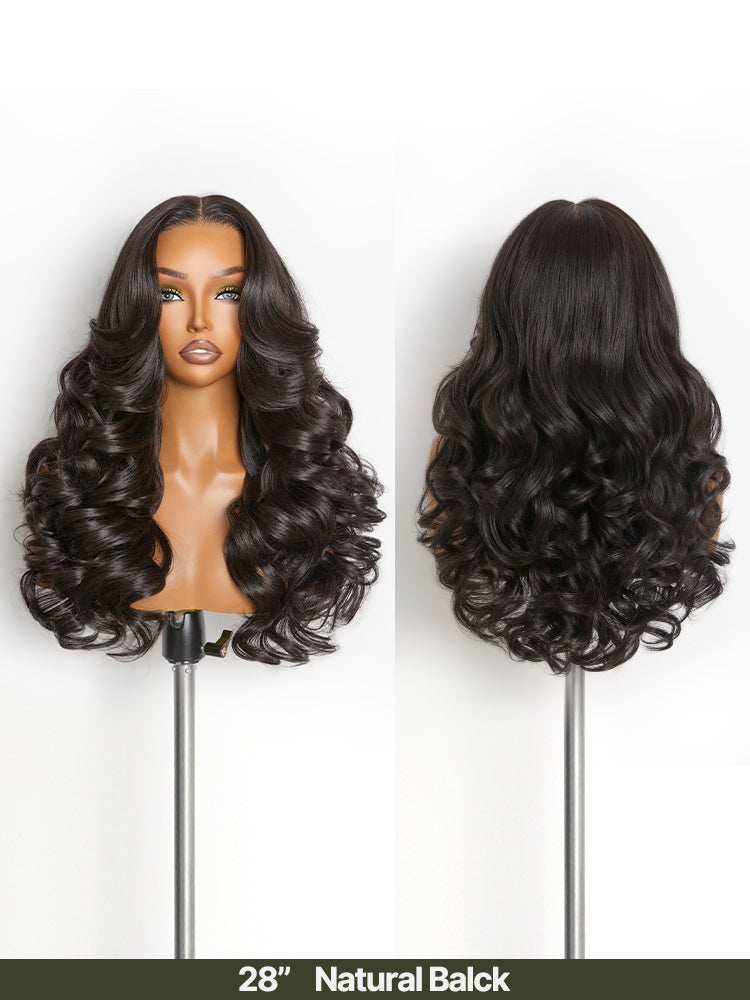 Frodio Veralux™ Blend Human Hair Face-Framing Layered Loose Wave Wig 13x6 Frontal Lace-11