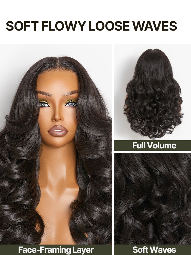 Frodio Veralux™ Blend Human Hair Face-Framing Layered Loose Wave Wig 13x6 Frontal Lace-06