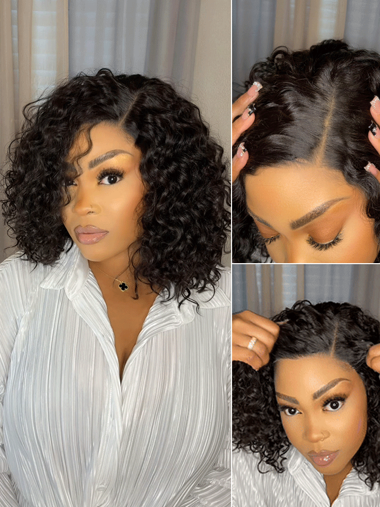 Frodio Veralux™ Blend Human Hair Curly T-Part Lace Wig Natural Hairline Ready to Wear-16