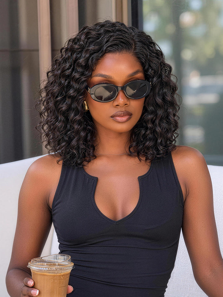 Frodio Veralux™ Blend Human Hair Curly T-Part Lace Wig Natural Hairline Ready to Wear-17