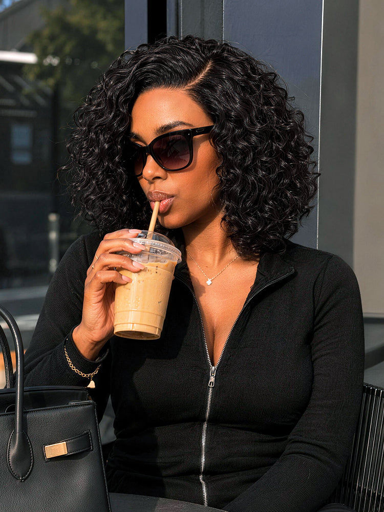 Frodio Veralux™ Blend Human Hair Curly T-Part Lace Wig Natural Hairline Ready to Wear-18