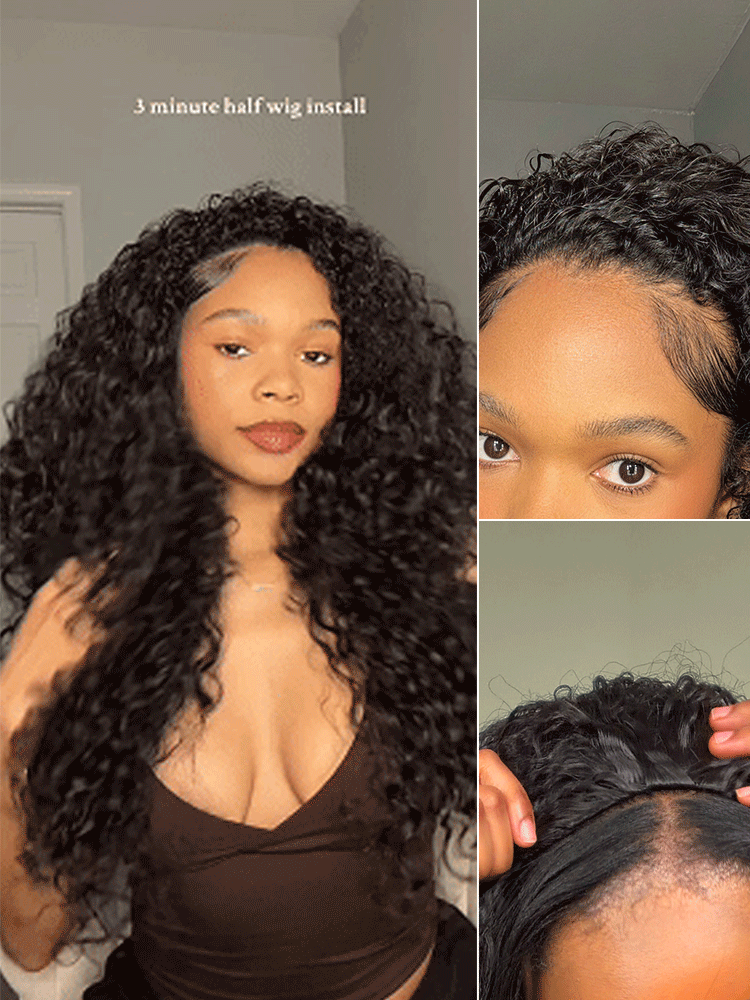 Frodio Veralux™ Blend Human Hair Shaggy Waves 3-in-1 Half Wig Ready to Wear-33