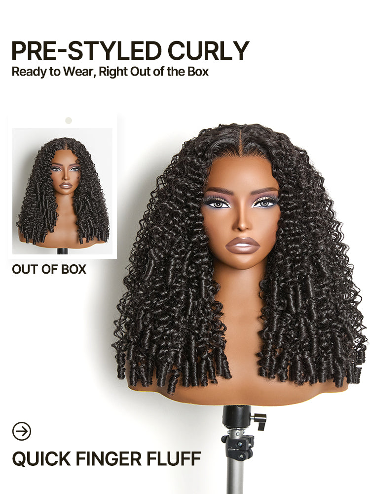 Frodio Veralux™ Synthetic Fiber + Human Hair Burmese Curly Wig Middle Part Pre-Cut Lace Spiral Ends Glueless-05