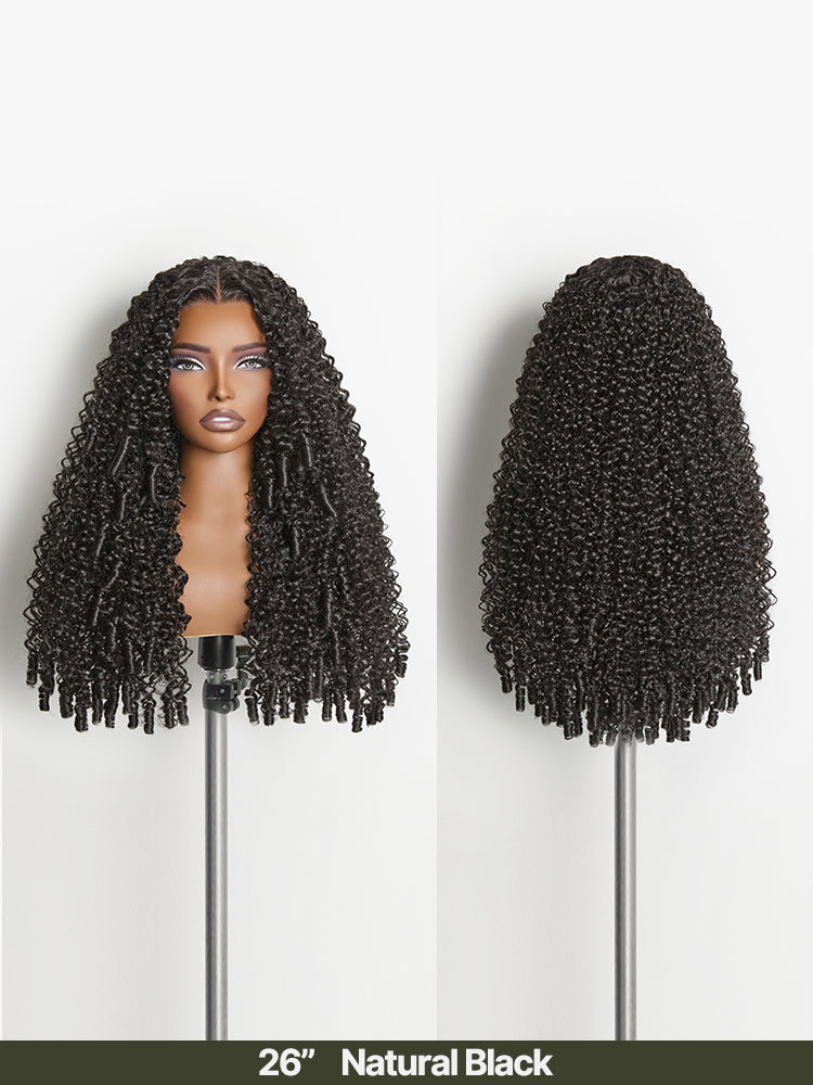 Frodio Veralux™ Synthetic Fiber + Human Hair Burmese Curly Wig Middle Part Pre-Cut Lace Spiral Ends Glueless-11