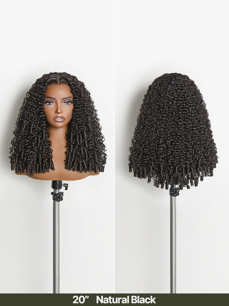 Frodio Veralux™ Synthetic Fiber + Human Hair Burmese Curly Wig Middle Part Pre-Cut Lace Spiral Ends Glueless-10