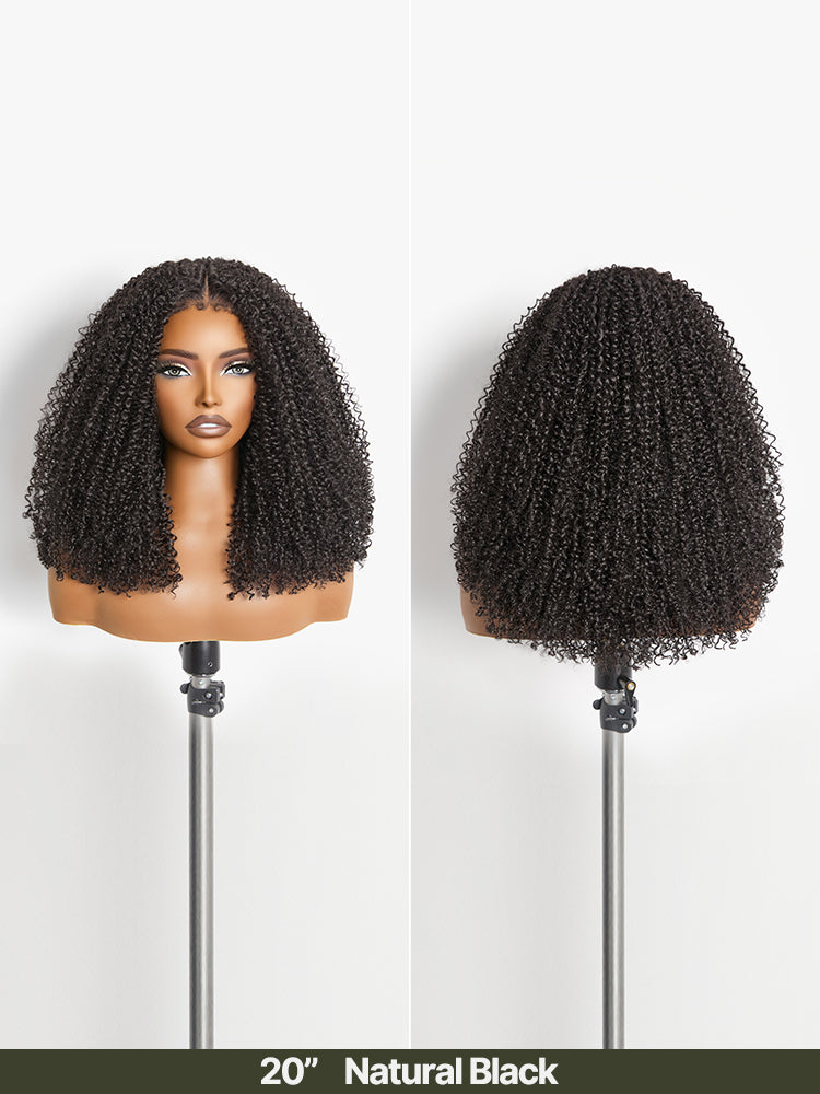 Frodio Veralux™ Synthetic Fiber Kinky Curly Drawstring Wig Middle Part Pre-Cut Lace Wear & Go Beginner Friendly-09