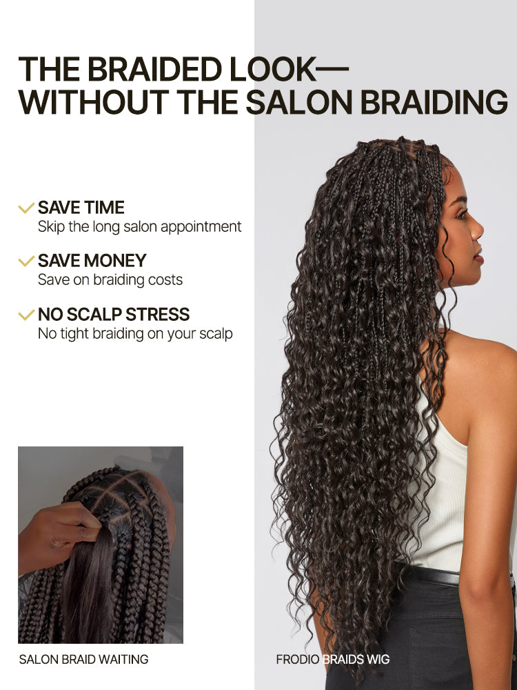 [Special Deal] Frodio Veralux™ Fiber Silver Grey Full Lace Boho Braids Synthetic Box Braid Wig With Boho Curls-05