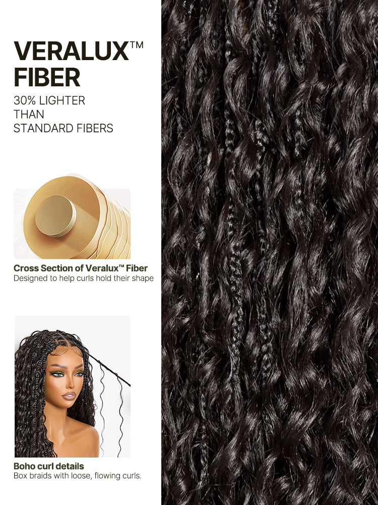 [Special Deal] Frodio Veralux™ Fiber Silver Grey Full Lace Boho Braids Synthetic Box Braid Wig With Boho Curls-08