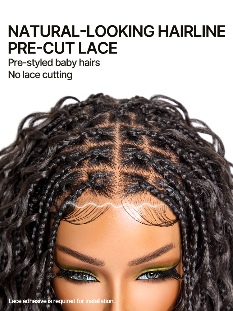 [Special Deal] Frodio Veralux™ Fiber Silver Grey Full Lace Boho Braids Synthetic Box Braid Wig With Boho Curls-04