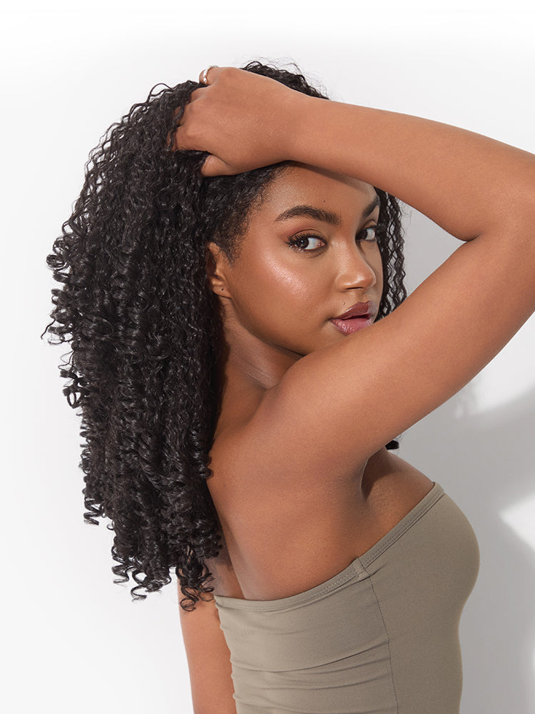 Frodio Veralux™ Synthetic Fiber + Human Hair Burmese Curly 3-in-1 Half Wig Spiral Ends-16